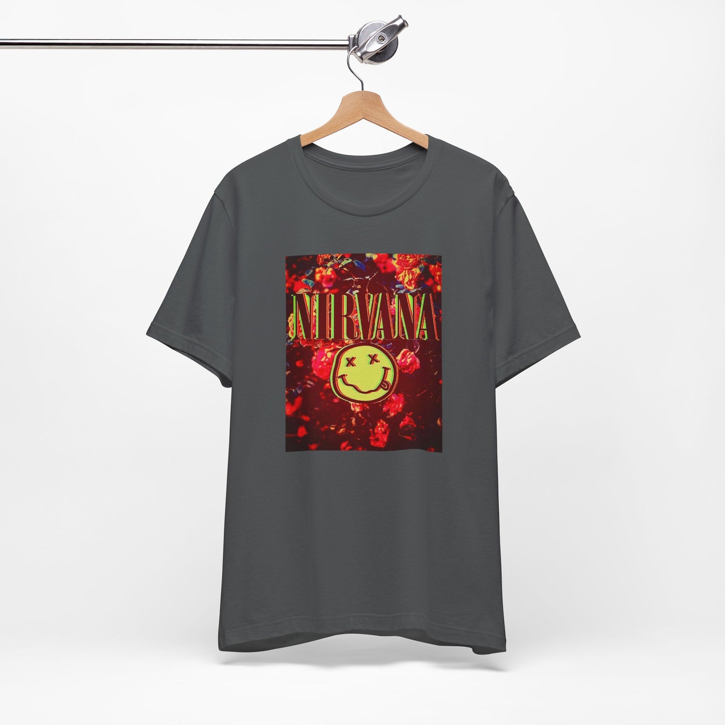 Nirvana Smiley Face Color T-shirt - Cotton Blend Nirvana Smiley Face Shirt - Unisex Nirvana Graphic Band Print Tee - Vintage Kurt Cobain T-shirt