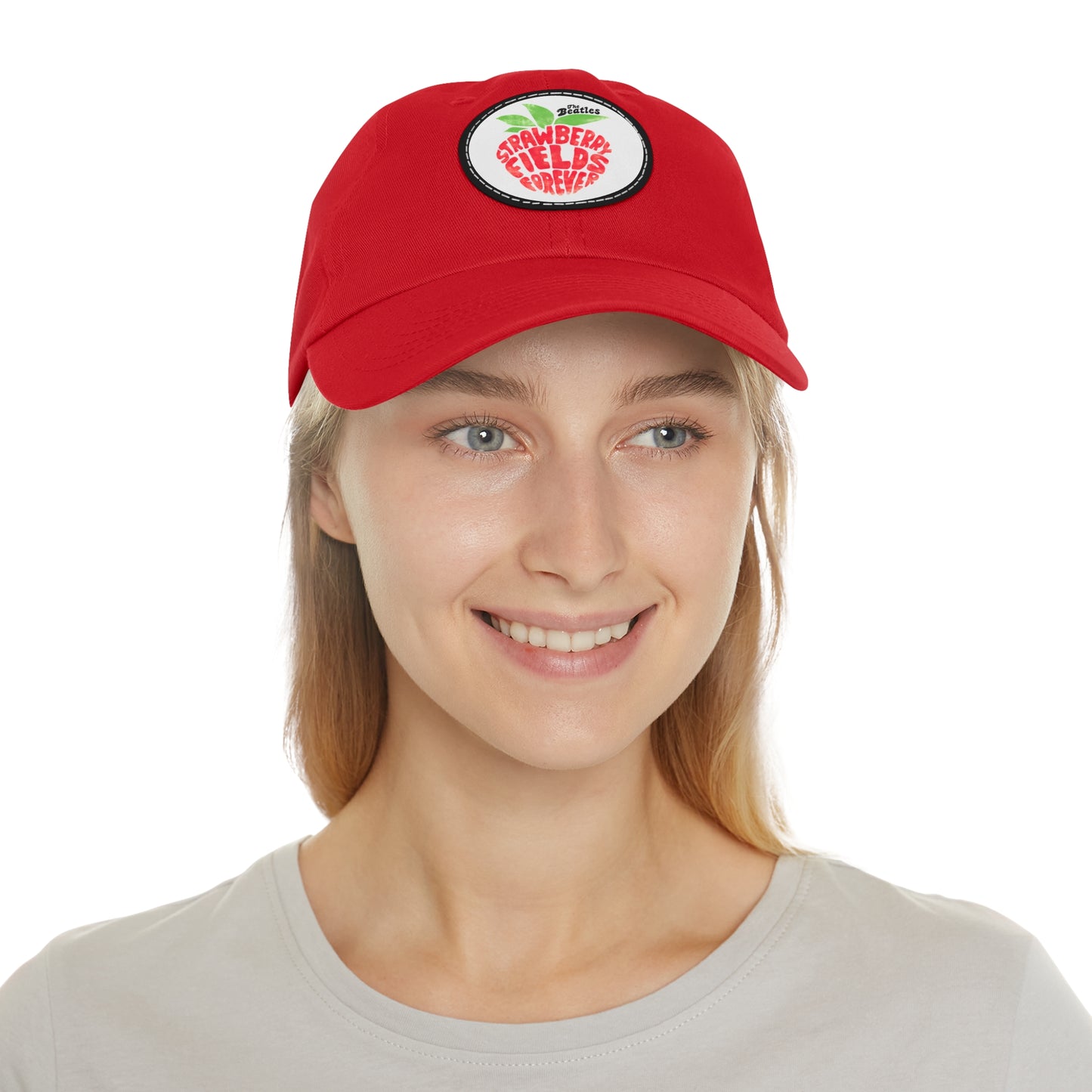 Beatles strawberry Fields Leather Patch Dad Cap
