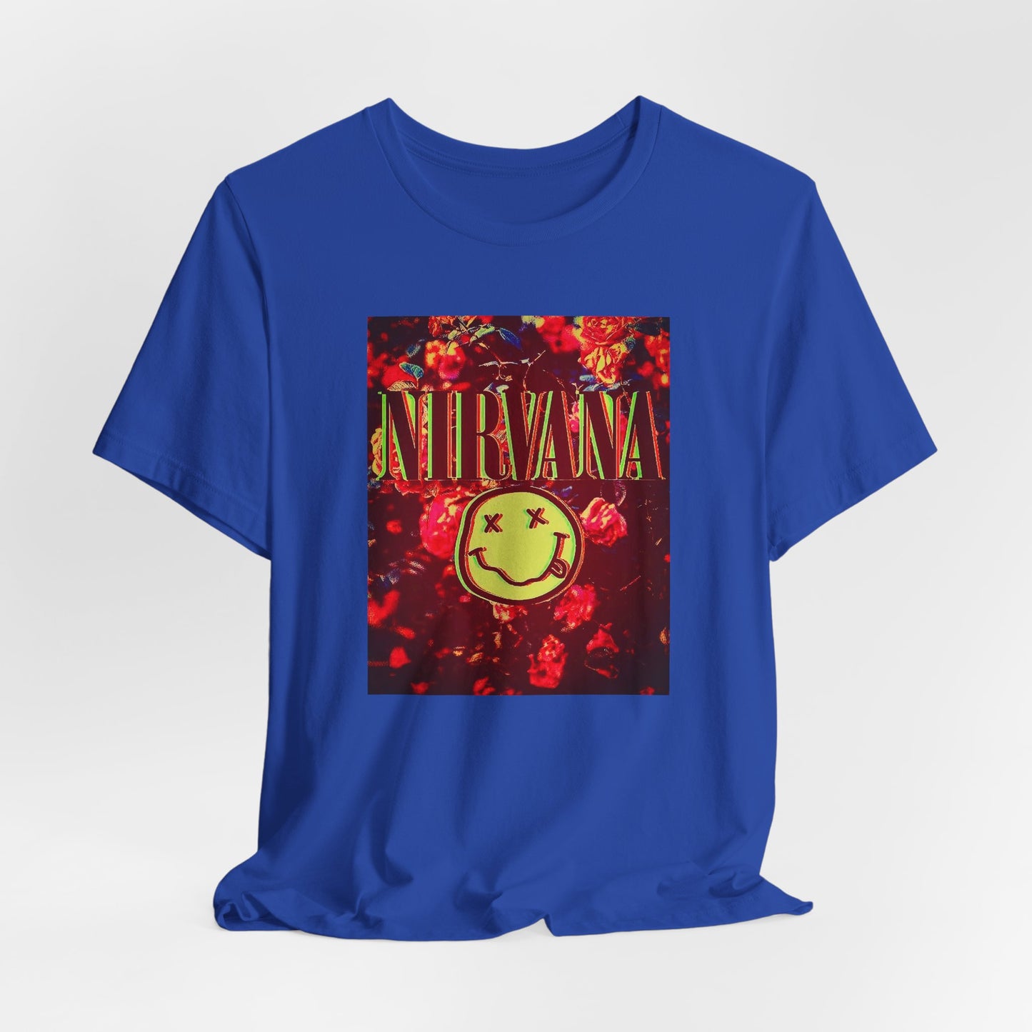 Nirvana Smiley Face Color T-shirt - Cotton Blend Nirvana Smiley Face Shirt - Unisex Nirvana Graphic Band Print Tee - Vintage Kurt Cobain T-shirt