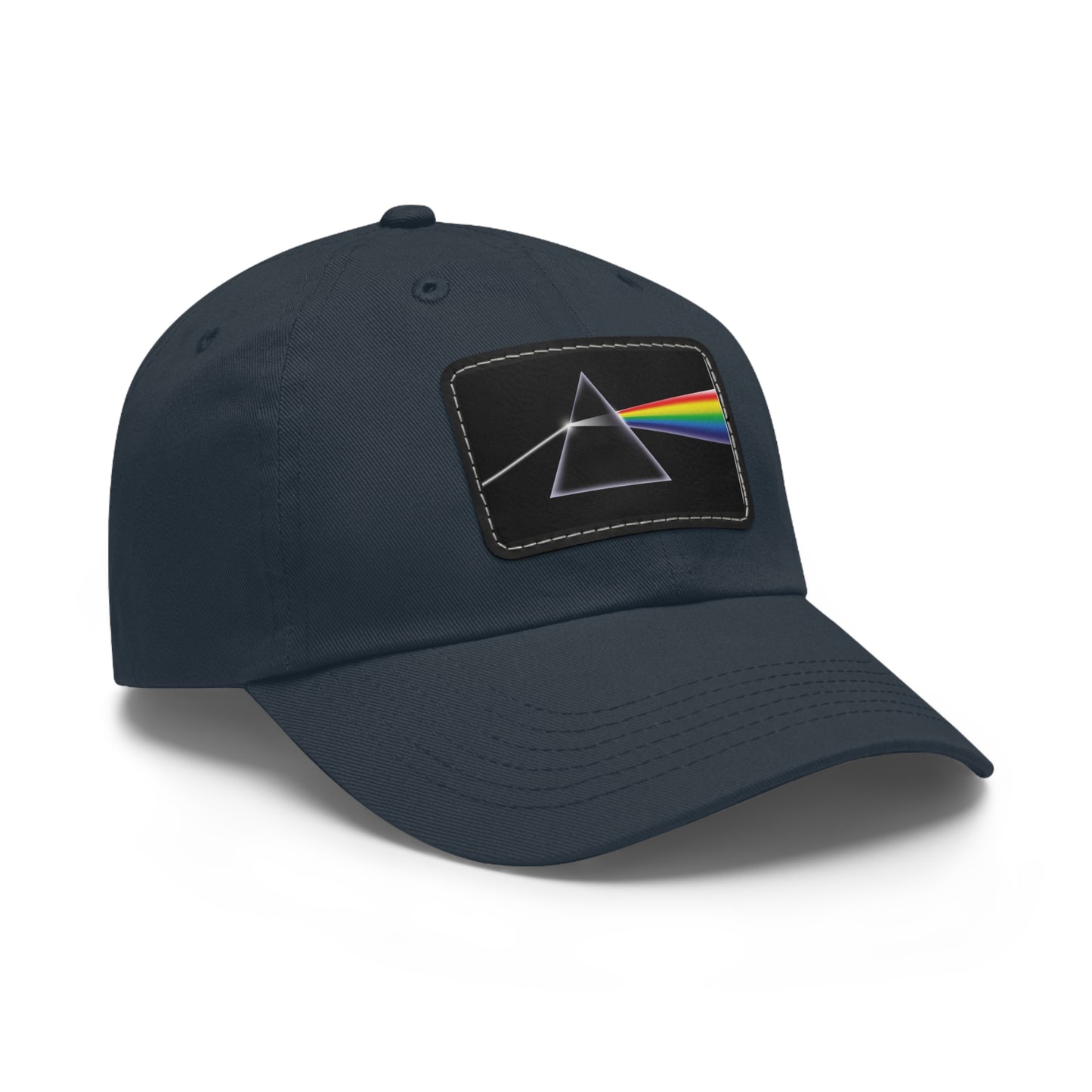 Pink Floyd Dark Side of the Moon Baseball Cap - Pink Floyd Iconic Dark Side of the Moon Cap - Leather Patch DSOTM Pink Floyd Dad Cap
