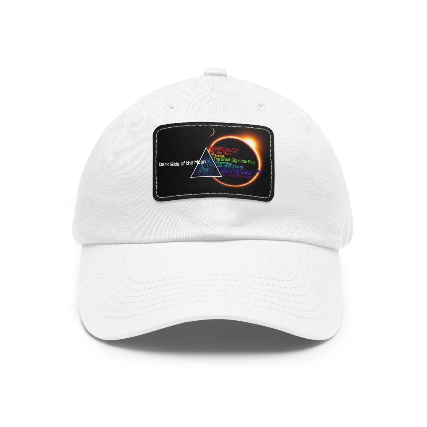 Pink Floyd Dark Side of the Moon Song Titles Leather Patch Dad Cap