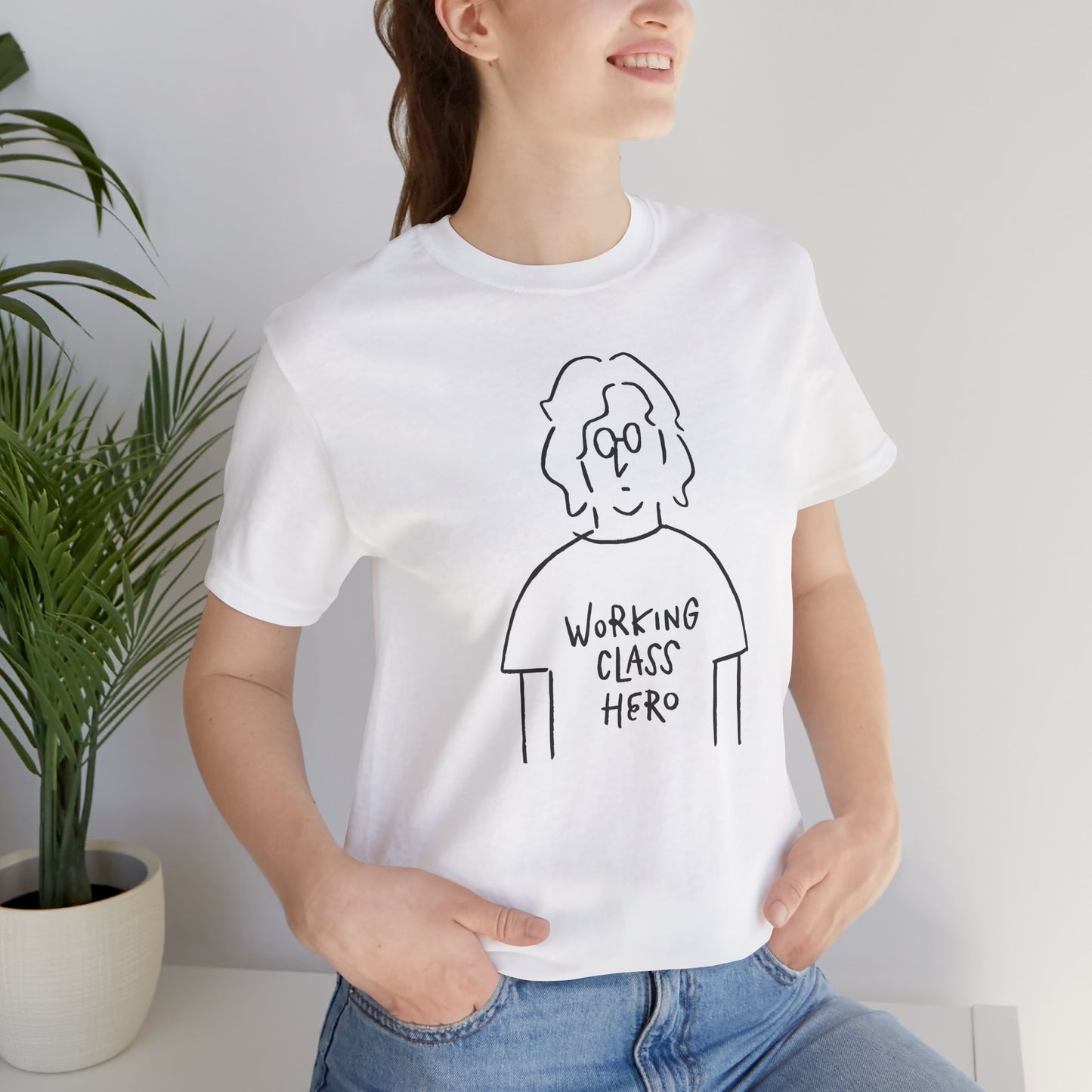 White Cotton John Lennon Working Class Hero T-shirt