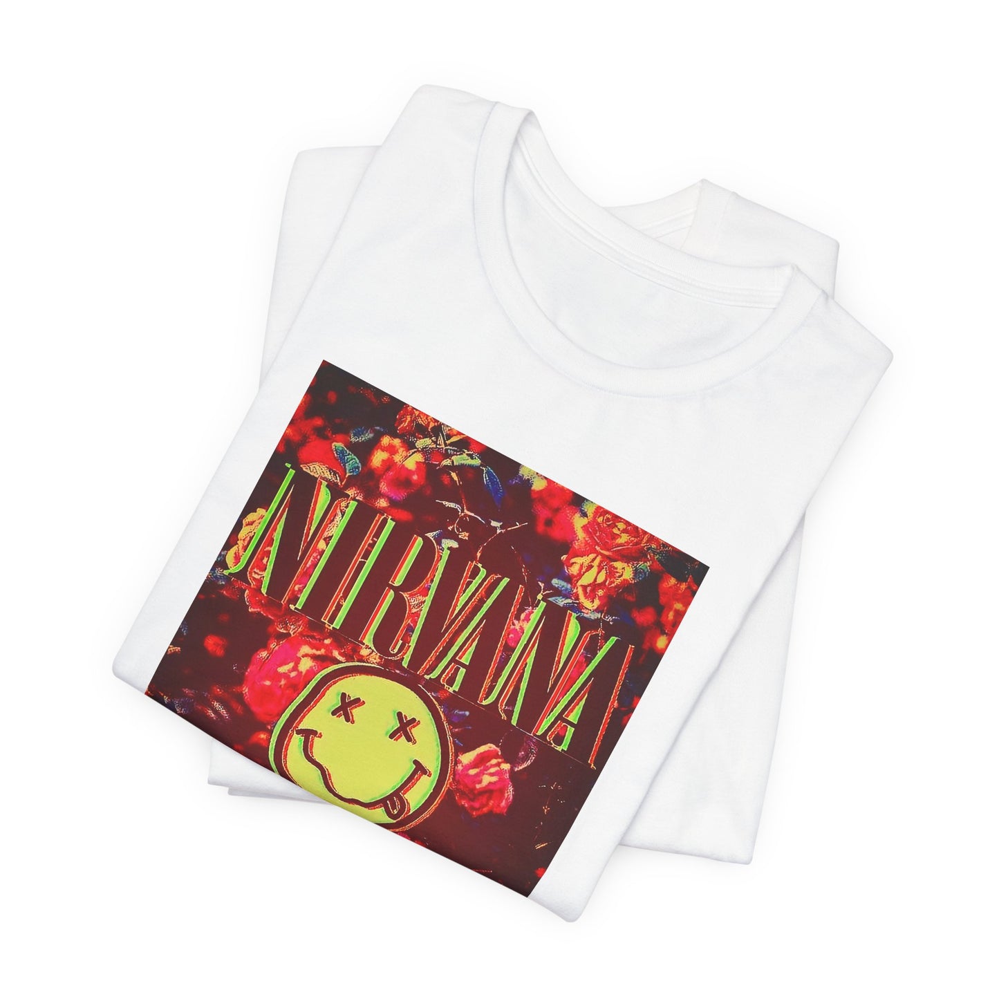 Nirvana Smiley Face Color T-shirt - Cotton Blend Nirvana Smiley Face Shirt - Unisex Nirvana Graphic Band Print Tee - Vintage Kurt Cobain T-shirt