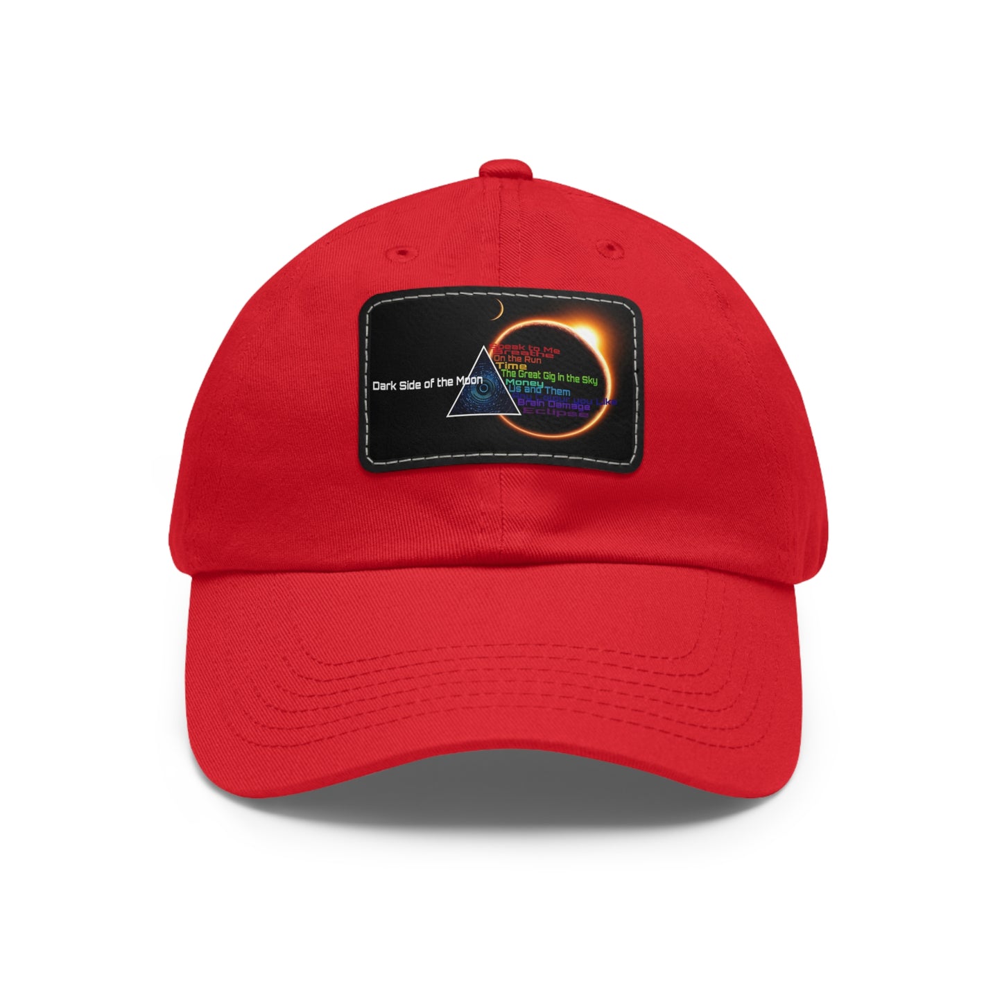 Pink Floyd Dark Side of the Moon Song Titles Leather Patch Dad Cap