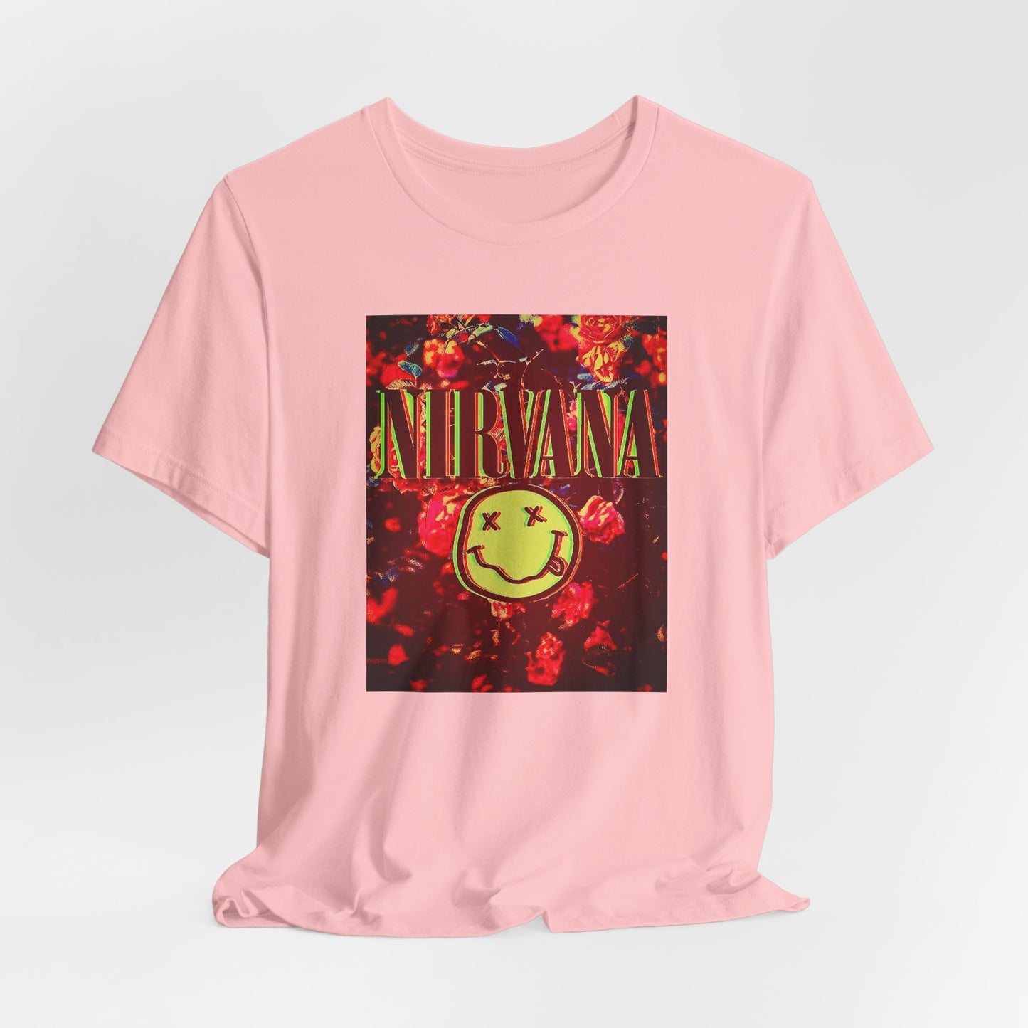 Nirvana Smiley Face Color T-shirt - Cotton Blend Nirvana Smiley Face Shirt - Unisex Nirvana Graphic Band Print Tee - Vintage Kurt Cobain T-shirt