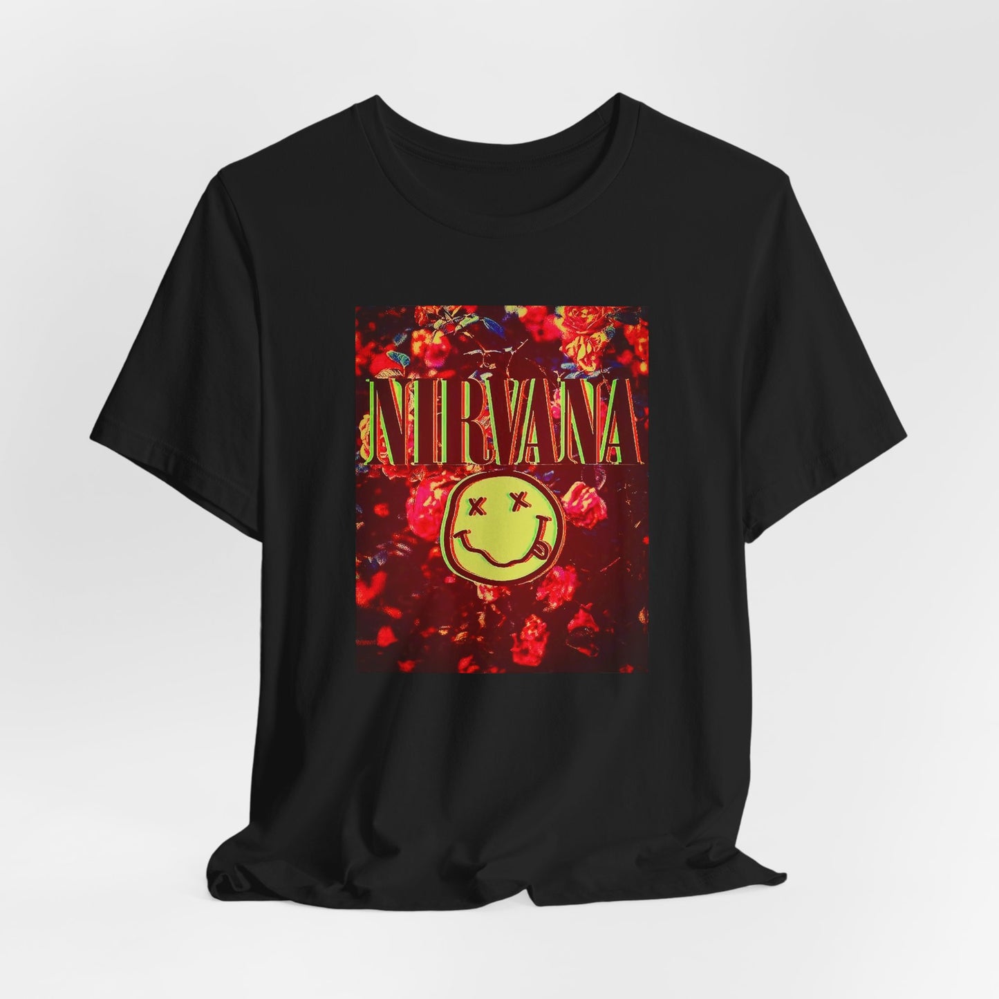 Nirvana Smiley Face Color T-shirt - Cotton Blend Nirvana Smiley Face Shirt - Unisex Nirvana Graphic Band Print Tee - Vintage Kurt Cobain T-shirt