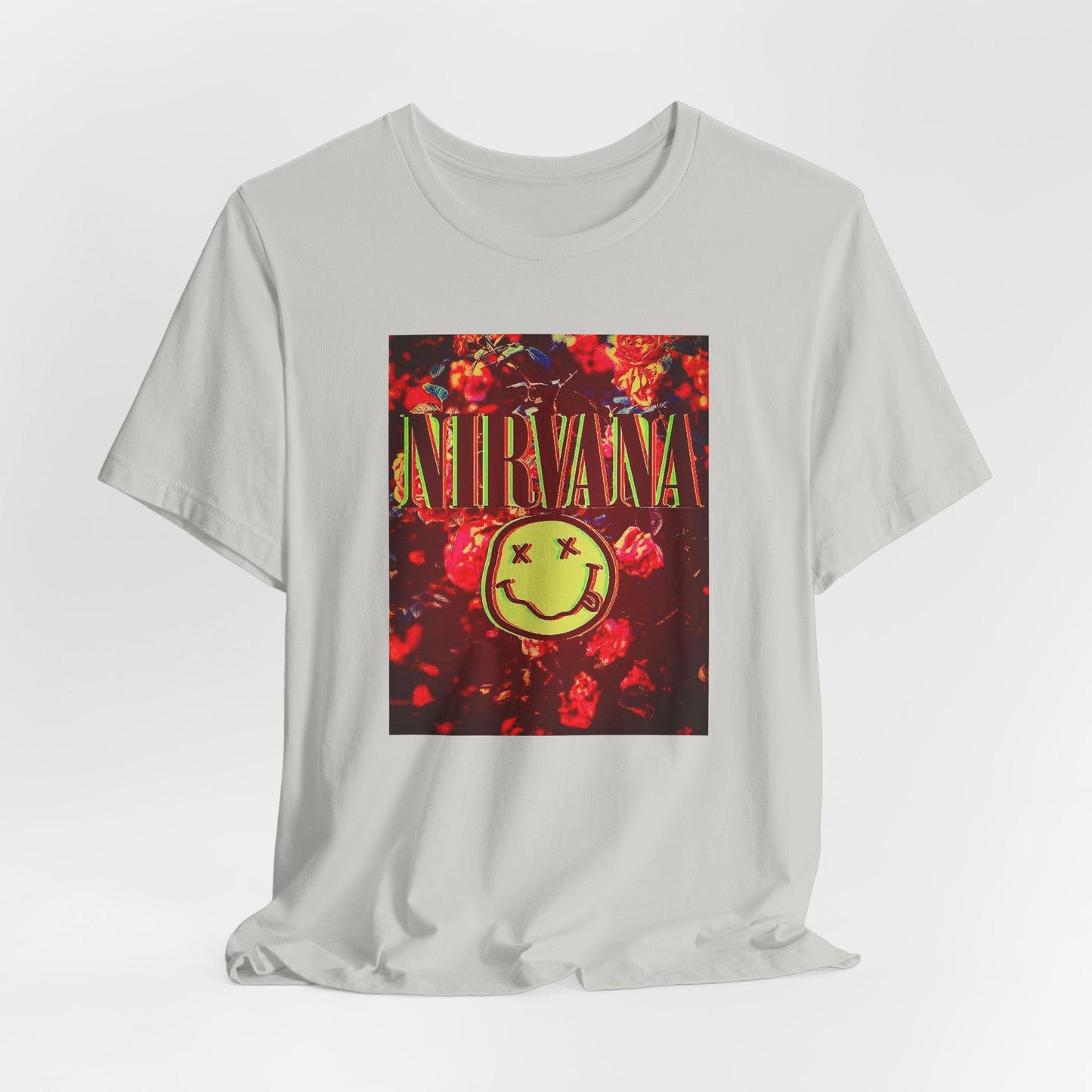 Nirvana Smiley Face Color T-shirt - Cotton Blend Nirvana Smiley Face Shirt - Unisex Nirvana Graphic Band Print Tee - Vintage Kurt Cobain T-shirt