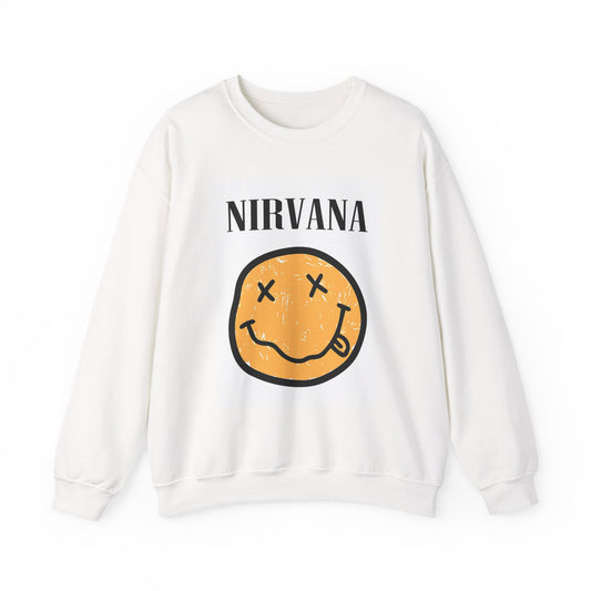 Nirvana Smiley Face White Sweatshirt