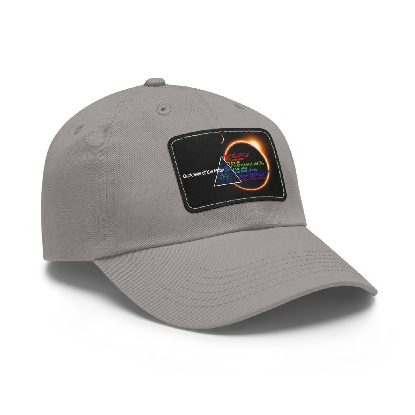 Pink Floyd Dark Side of the Moon Song Titles Leather Patch Dad Cap