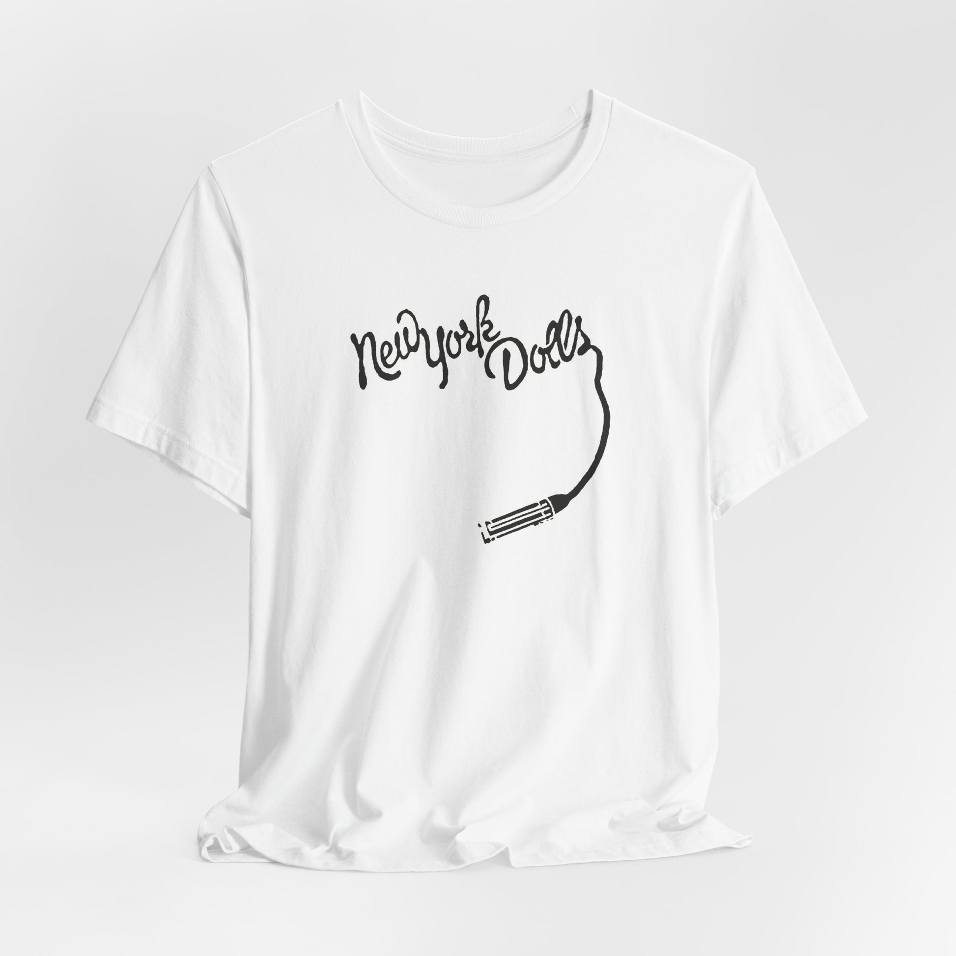 New York Dolls Logo White Cotton T-shirt