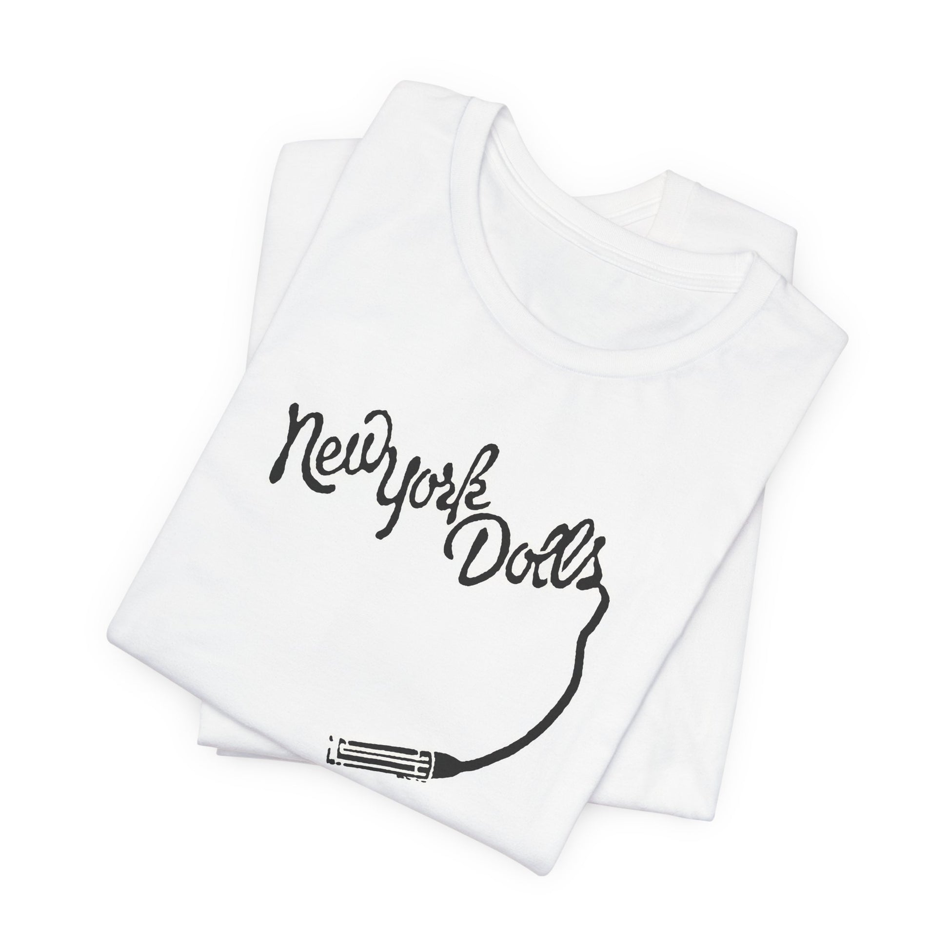 New York Dolls Logo White Cotton T-shirt