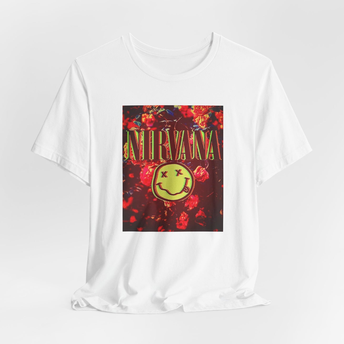 Nirvana Smiley Face Color T-shirt - Cotton Blend Nirvana Smiley Face Shirt - Unisex Nirvana Graphic Band Print Tee - Vintage Kurt Cobain T-shirt