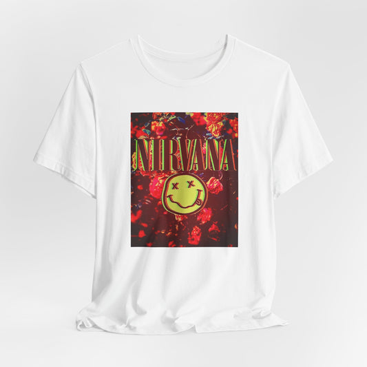 Camiseta de Nirvana con cara sonriente a color - Camiseta de mezcla de algodón con cara sonriente de Nirvana - Camiseta unisex con estampado de banda de Nirvana - Camiseta vintage de Kurt Cobain