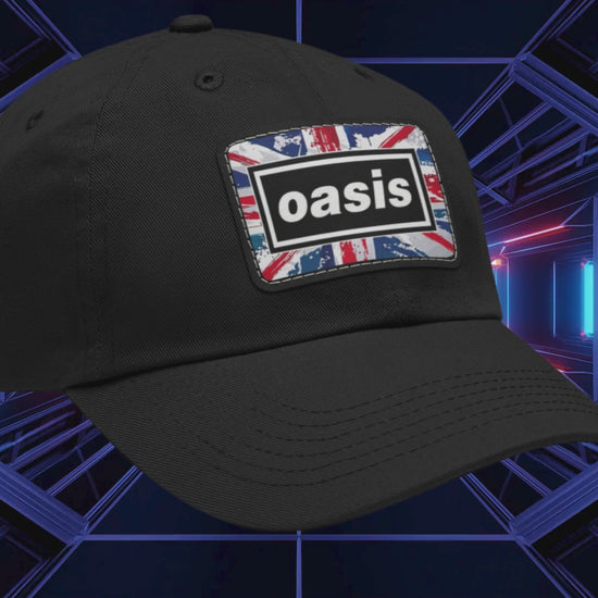 Oasis Logo British Flag Leather Patch Cap