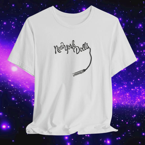 New York Dolls Logo White Cotton Unisex T-shirt