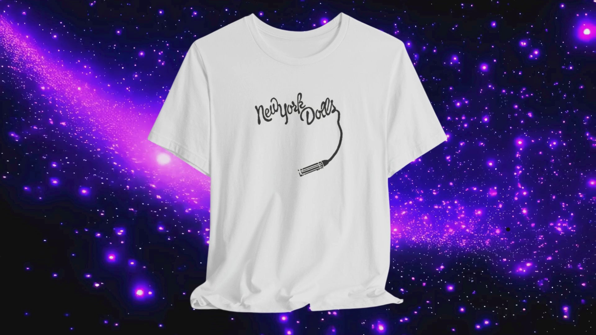 New York Dolls Logo White Cotton Unisex T-shirt