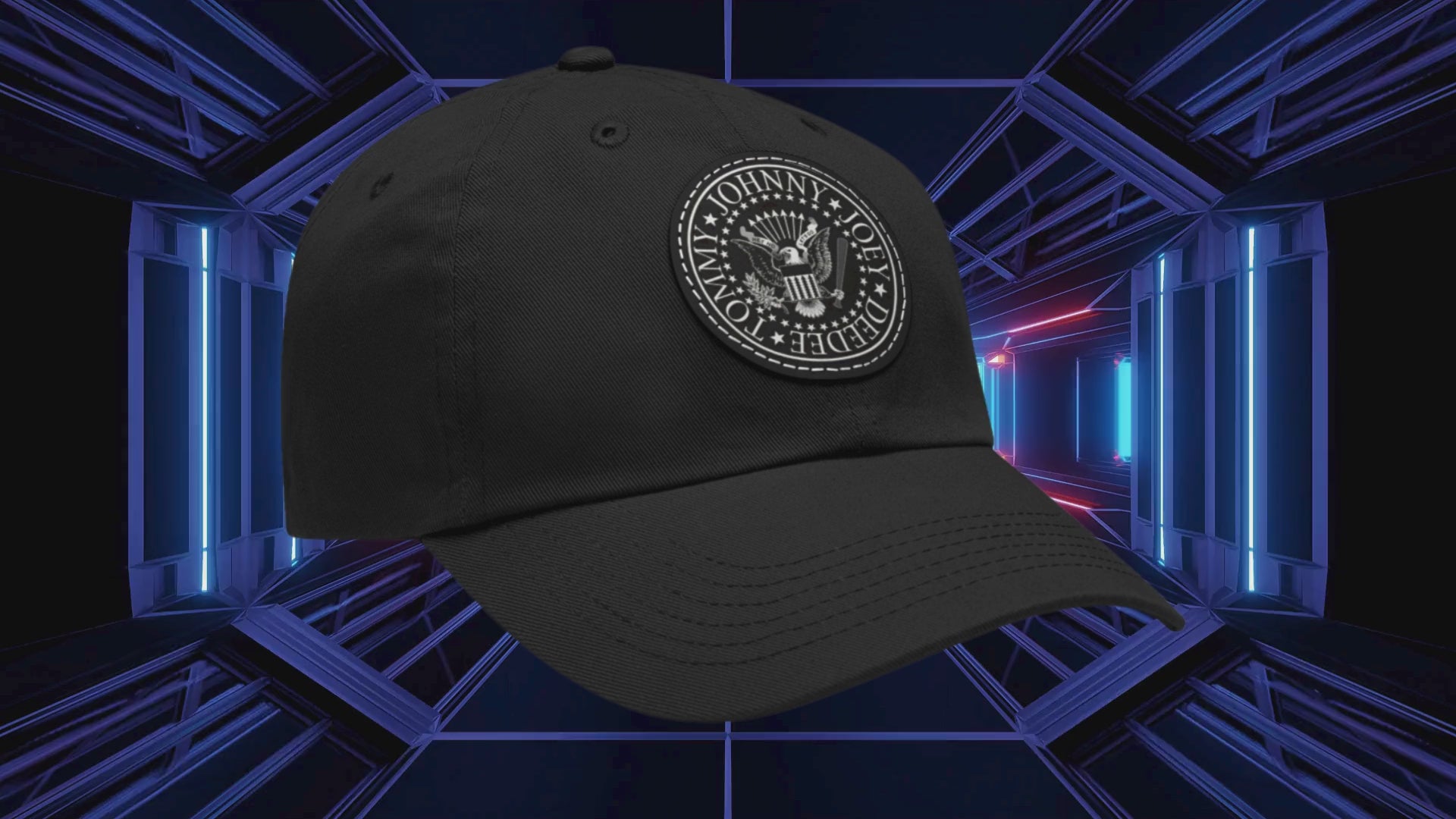 Ramones Logo Leather Patch Cap