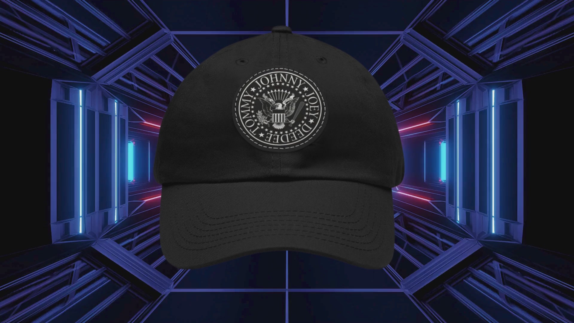 Ramones Logo Leather Patch Cap