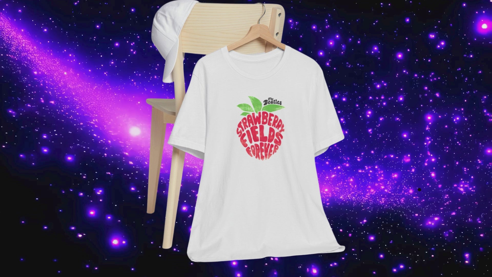 The Beatles White Cotton Strawberry Fields Forever Unisex T-shirt